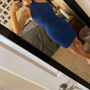 Blue bodycon dress with sequins